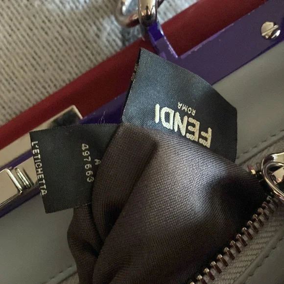 Auth Fendi red peekaboo iconic turn closure rigid leather top handle handbag - Picture 10 of 16